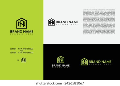 Unique and modern logo monogram with shield shape design template. Initial Letter logo business template vector icon.