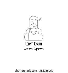 Unique modern logotype with athlete made in modern line style vector. Modern avatar. Thin line flat design of athlete. Modern vector illustration concept, isolated on white background.