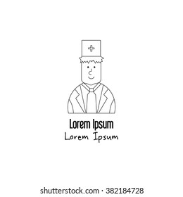 Unique modern logotype with doctor made in modern line style vector. Modern avatar. Thin line flat design of doctor. Modern vector illustration concept, isolated on white background.