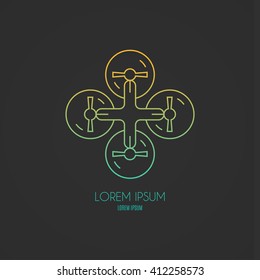 Unique modern logotype with drone made in modern line style vector. Easy to use business template. Drone technology.