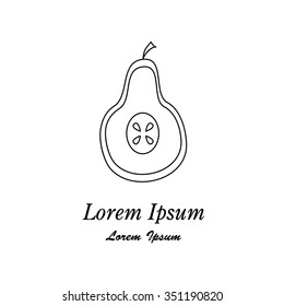 Unique modern logotype with fruit made in modern line style vector. Easy to use. Summer fruits series. 