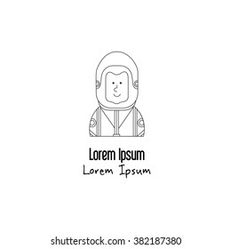 Unique modern logotype with spaceman made in modern line style vector. Modern avatar. Thin line flat design of spaceman. Modern vector illustration concept, isolated on white background.