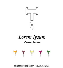 Unique modern logotype with winery symbol corkscrew made in modern line style vector. Easy to use business template. Wines series.