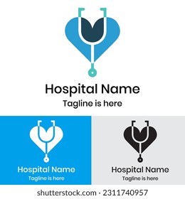 Unique  modern love hospital logo	