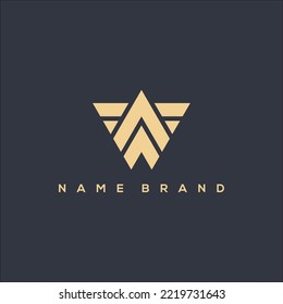 Diseño del logotipo W de la carta creativa minimalista y moderna. Plantilla de icono de WA inicial del vector.