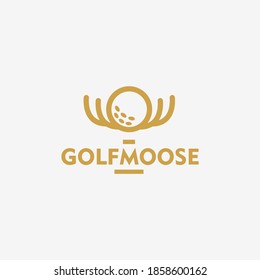Unique and modern Moose horn and Golf ball logo design. vector icon illustration inspiration sign.