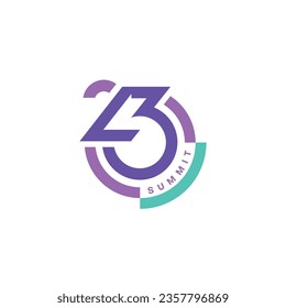 Unique Modern Number 23 Logo Design, aniversary, wedding, reunion, summit, vector logo design template