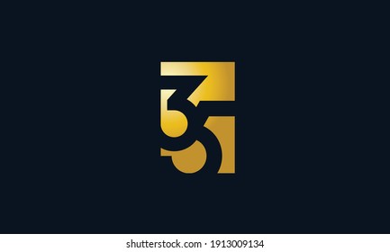 Unique Modern Number 35 Logo