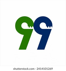 Unique modern number 9977 logo design. Can be used for calendar design elements, birthdays, anniversaries.