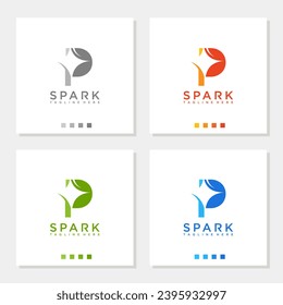 Diseño exclusivo y moderno del logotipo de la chispa P editable