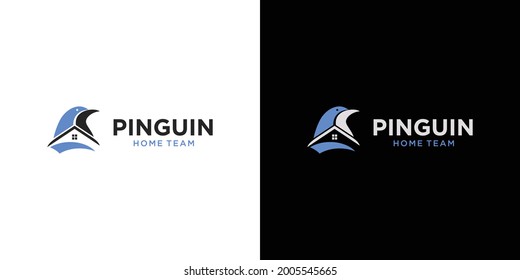 Unique and modern penguin house logo design