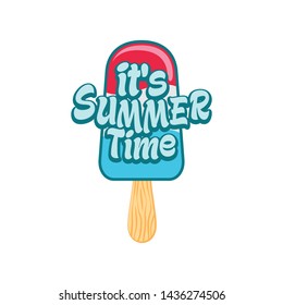 Unique Modern Popsicle Summer Time Design Background Banner Template with Text It's Summer Time for Used Personally and All Business Company