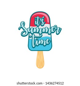 Unique Modern Popsicle Summer Time Design Background Banner Template with Text It's Summer Time for Used Personally and All Business Company