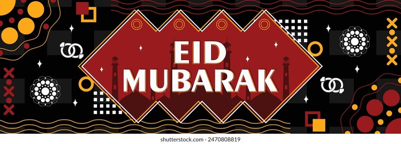 Diseño único y moderno de póster para Happy eid Mubarak, Festival Musulmán Eid Mubarak Tarjeta de felicitación, póster, flyer, folleto, eid Mubarak fondo, diseño de Plantilla.