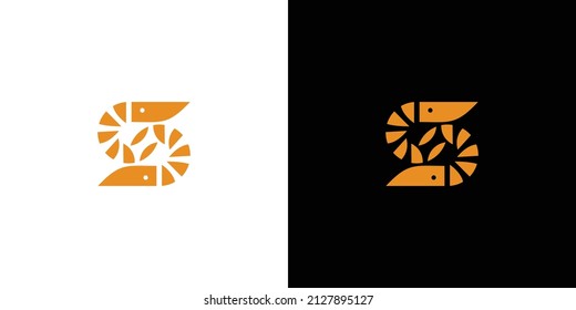 Unique and modern S letter initial shrimp logo design
