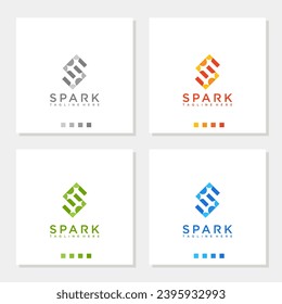 Diseño único y moderno del logotipo de la chispa S editable