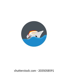 Logo de un barco moderno único. en el logotipo se muestra una ilustración de un barco que se ve elegante. puede utilizarlo para el logotipo de su empresa