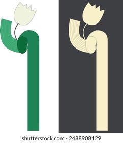 Unique, modern and simple drawn tulip vector illustration