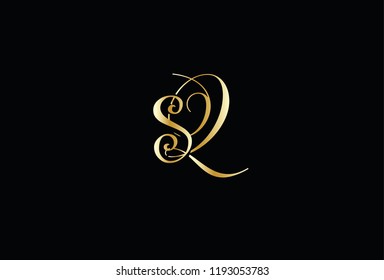 Unique modern SQ initial black and gold color letter initial icon logo