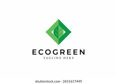 Unique and Modern Square Leaf Logo. eco green, green house, biology, farm and harvest logo.
