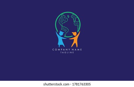 Unique and modern style Logo template, KIDS holding the planet hands