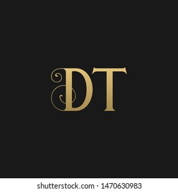 Unique Modern Stylish Geometric Pattern DT Initial Based Letter Icon Logo