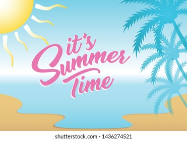 Unique Modern Summer Time Design Background Banner Template with Text It's Summer Time for Used Personally and All Business Company