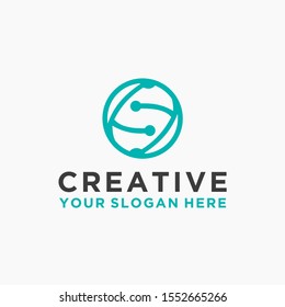Unique modern tech logo, initial letter S minimalist logo
