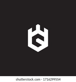 Logotipo de letra inicial del logotipo C del castillo blanco y negro moderno
