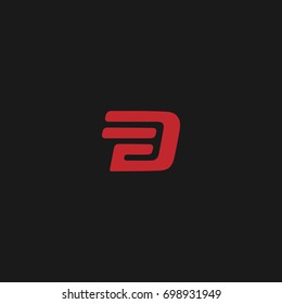 Unique modern trendy speedy sports brands black and red color DF FD D F initial based letter icon logo.