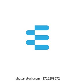 Unique modern trendy Technology brands Blue color E initial based letter icon logo
