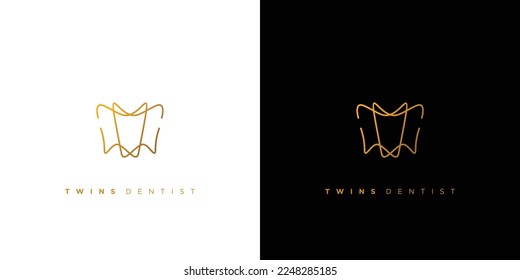 Unique and modern twins teeth logo design 3