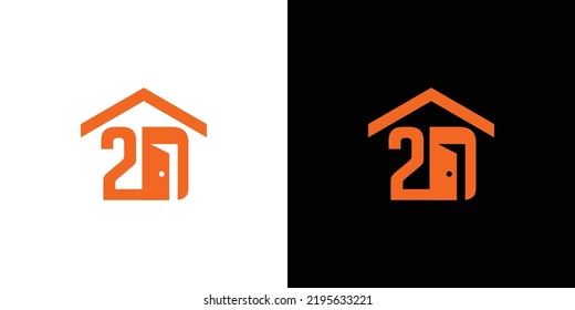 Diseño de logotipo único y moderno de dos puertas