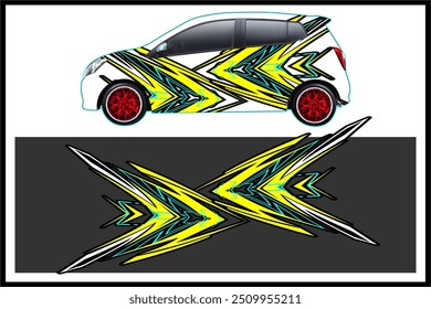 design de carro de envoltório vetor único e moderno, carro de decalque, conceito de etiqueta