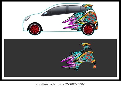 Unique and modern vector wrap car design with bright color combination