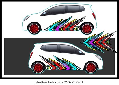 Einzigartiges und modernes Vektorverpackungs-Autodesign mit heller Farbkombination