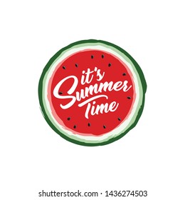 Unique Modern Watermelon Summer Time Design Background Banner Template with Text It's Summer Time for Used Personally and All Business Company