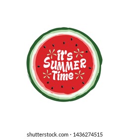 Unique Modern Watermelon Summer Time Design Background Banner Template with Text It's Summer Time for Used Personally and All Business Company