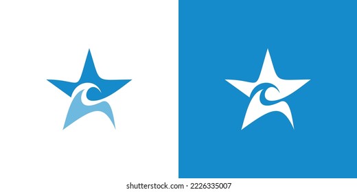 Diseño único y moderno de un logotipo de estrella de olas