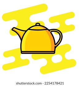 Unique and modern yellow teapot illustration, isolated on white background