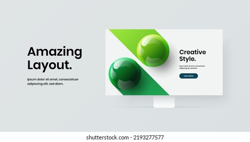 Unique monitor mockup banner illustration. Abstract site design vector template.