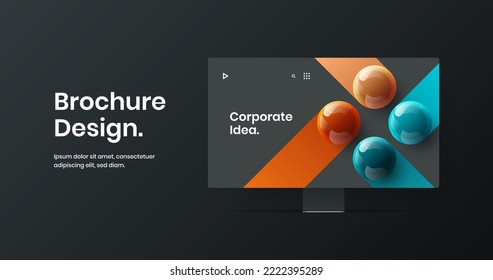 Unique monitor mockup landing page concept. Simple site design vector illustration.