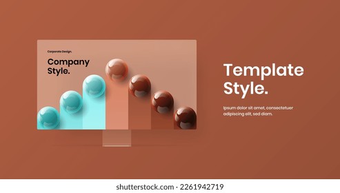 Unique monitor mockup presentation template. Modern web banner design vector concept.