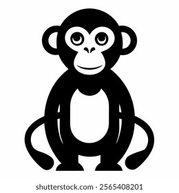 Unique monkey icon vector silhouette on white background