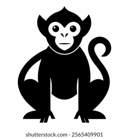 Unique monkey icon vector silhouette on white background