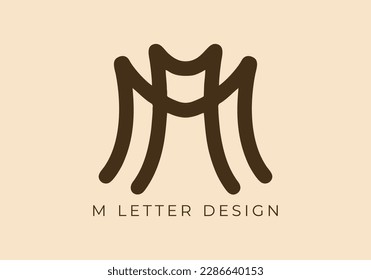 Unique Mono line in mono color design of M initial letter