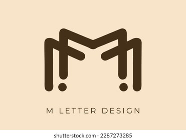 Unique Mono line in mono color design of M initial letter
