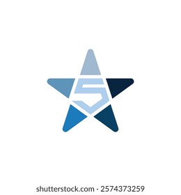 unique and monochromatic colorful logo or icon of 5 stars