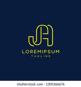 Unique monogram letter JA line logo initial