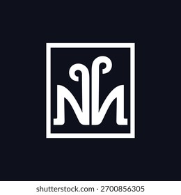 Diseño único del logotipo de la letra de NH del monograma